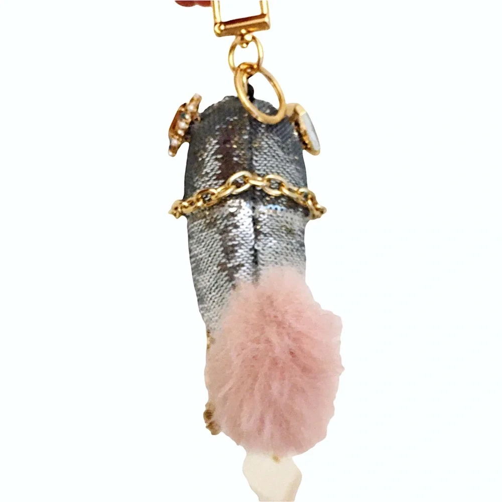 TORY BURCH Sequin Bird Key Ring Bag Fob